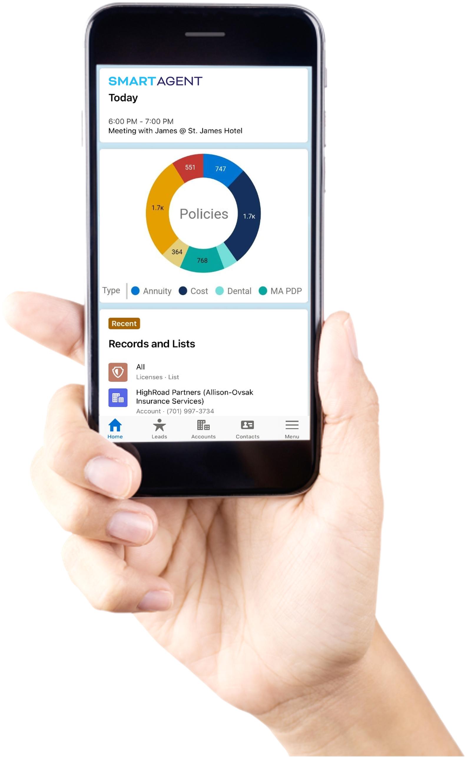 Smart Agent mobile app on iPhone